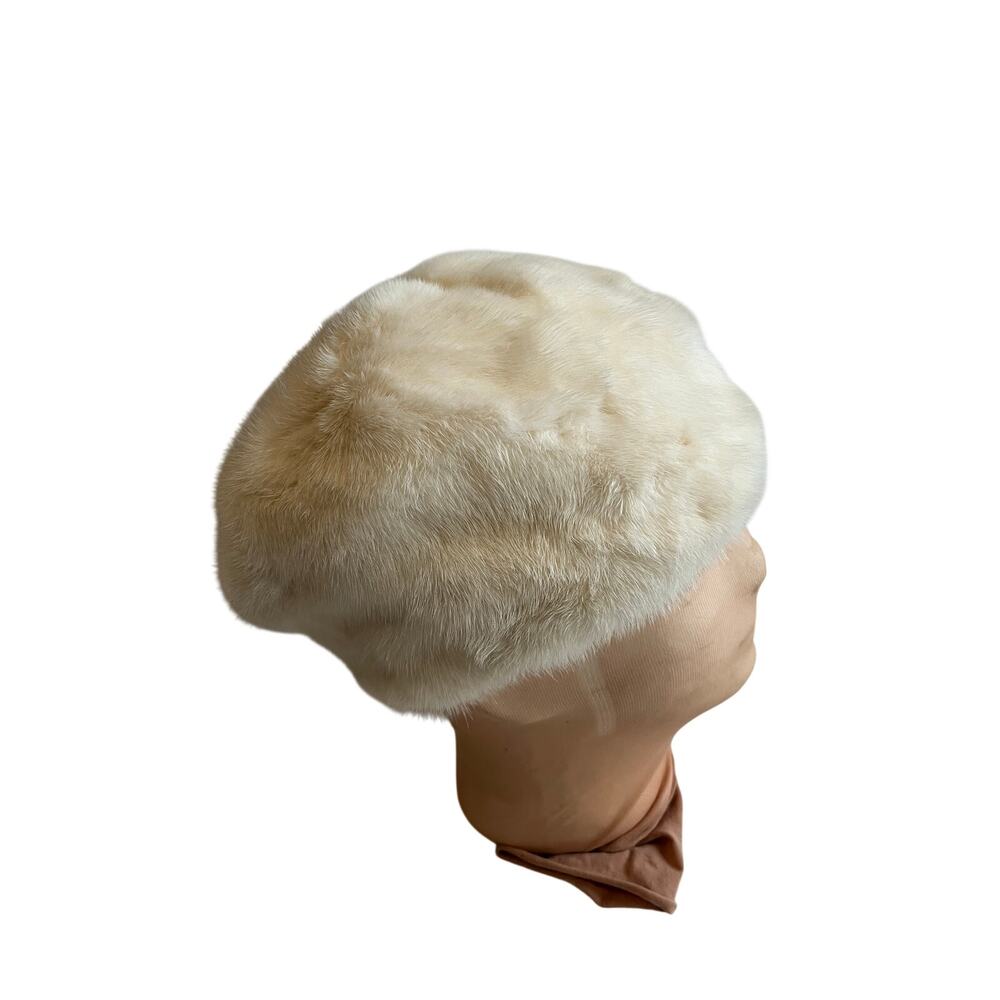 Via Di Rossa Luxury Blonde Mink Fur Hat Silk Lining Adjustable Cossack Toque